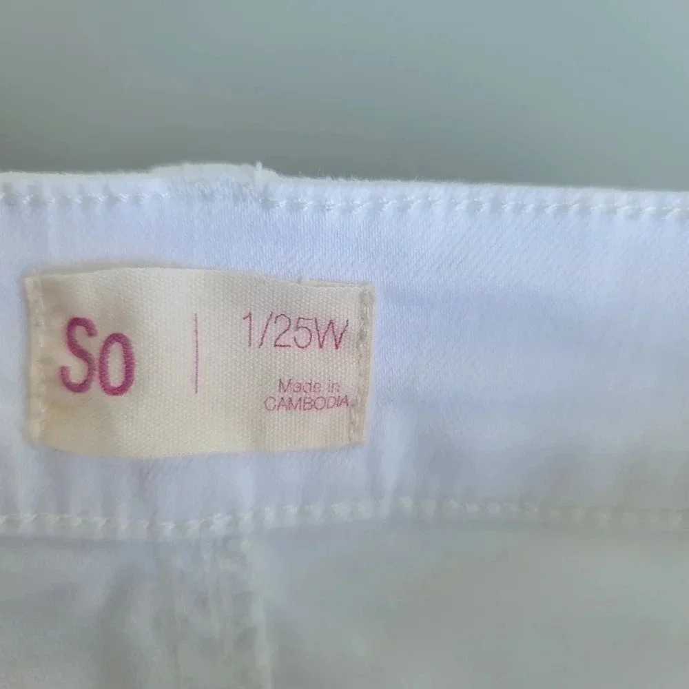 Womens Skirt Denim SO White Jean Stretch Frayed Hem Zip Plus Size-size 1 / 25W - Picture 5 of 10